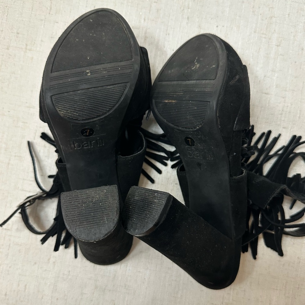 Bar III Black Fringe Block Heels - Picture 9 of 10